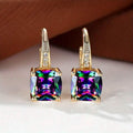 Multicolor Square Cut Stone Drop Earrings