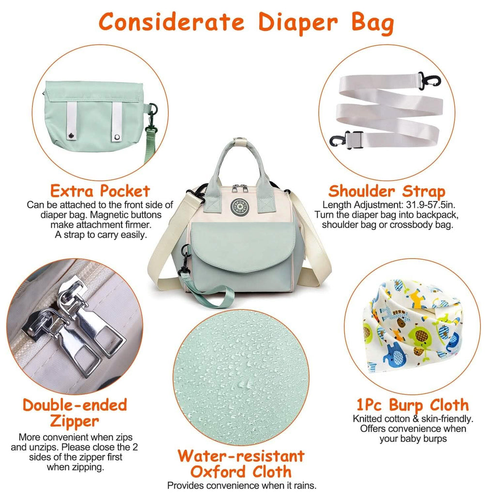 Multifunctional Diaper Changing Bag with 2 Insulated Pockets Commute Bag