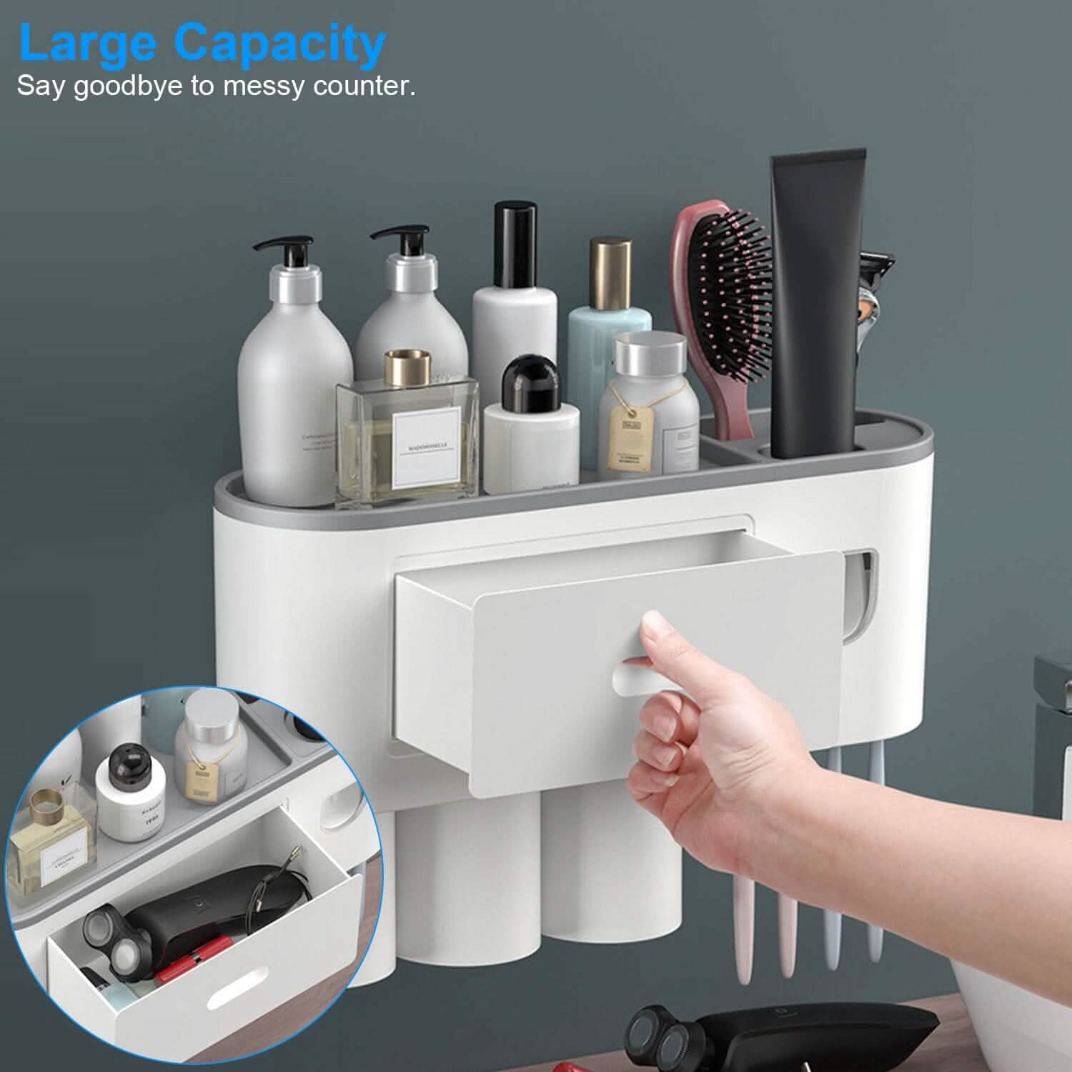 Multifunctional Wall Mount Toothbrush Holder Rack Organizer