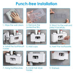 Multifunctional Wall Mount Toothbrush Organizer