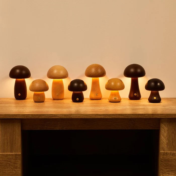 Solid Wood Mushroom Night Light