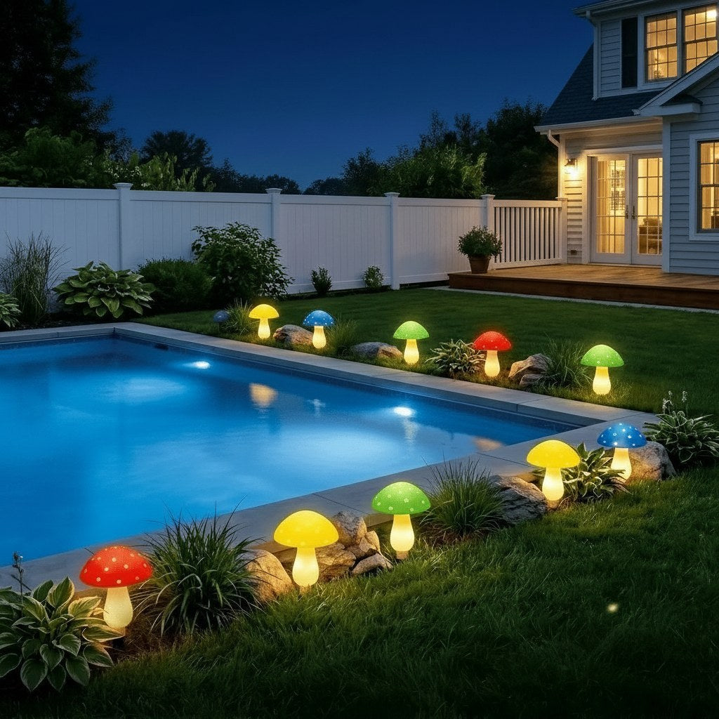 Solar Mushroom Garden Lights, Set of 8