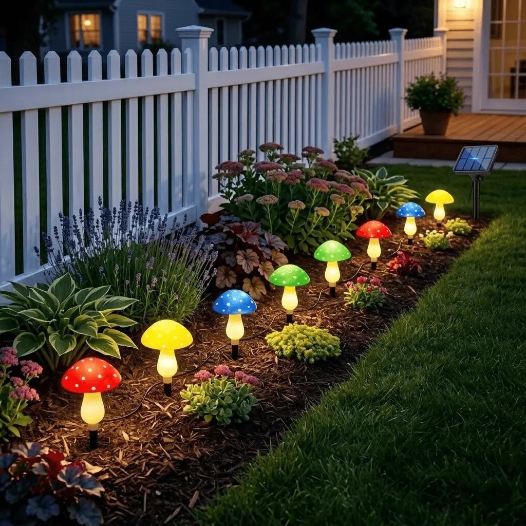 Solar Mushroom Garden Lights, Set of 8