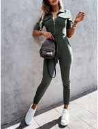 Women's Cargo Utility Jumpsuit with Tie Belt