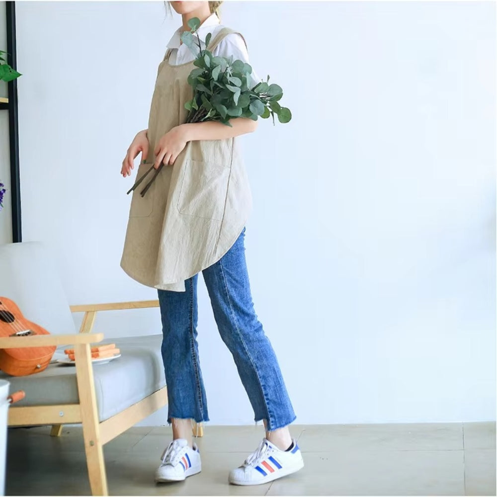 Korean-Style Cross-Back Apron Dress
