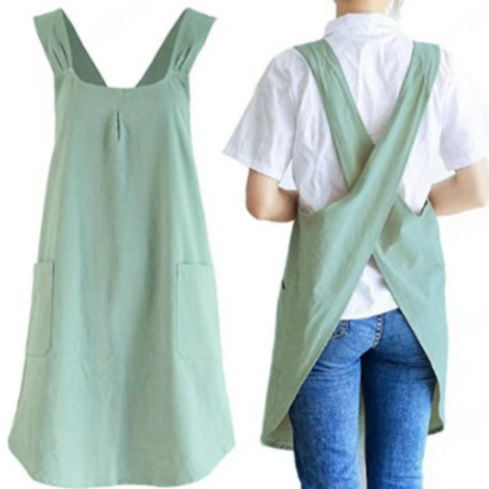 Korean-Style Cross-Back Apron Dress
