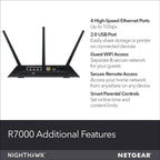 NETGEAR Nighthawk Smart Wi-Fi Router (R7000-100NAS) - AC1900 Wireless Speed (Up to 1900 Mbps) (Refurbished)
