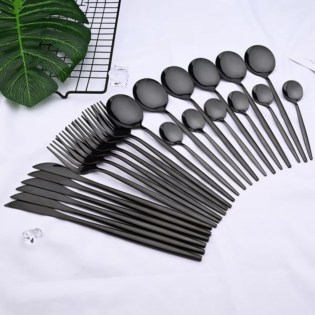 Niki | 24-Piece Cutlery Set | Stainless Steel | Black Design
