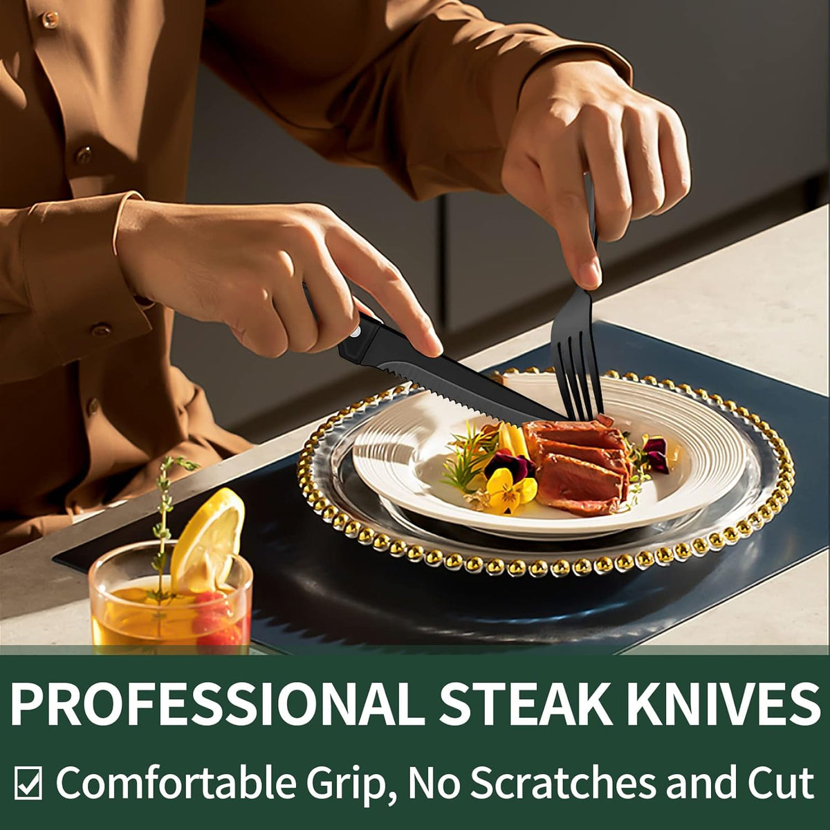Niki | 24-Piece Cutlery Set | Stainless Steel | Black Design