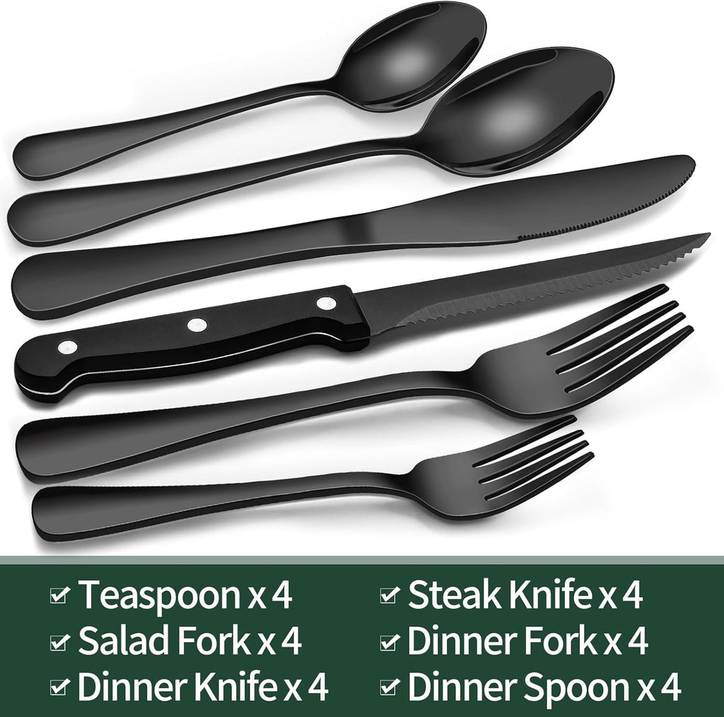 Niki | 24-Piece Cutlery Set | Stainless Steel | Black Design