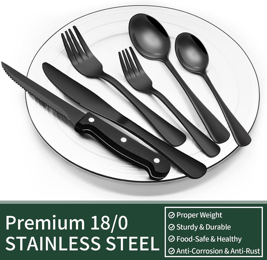 Niki | 24-Piece Cutlery Set | Stainless Steel | Black Design