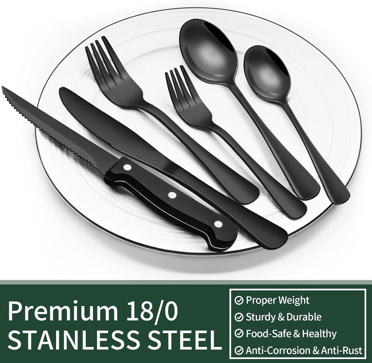 Niki | 24-Piece Cutlery Set | Stainless Steel | Black Design