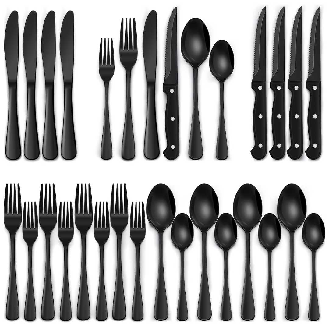 Niki | 24-Piece Cutlery Set | Stainless Steel | Black Design