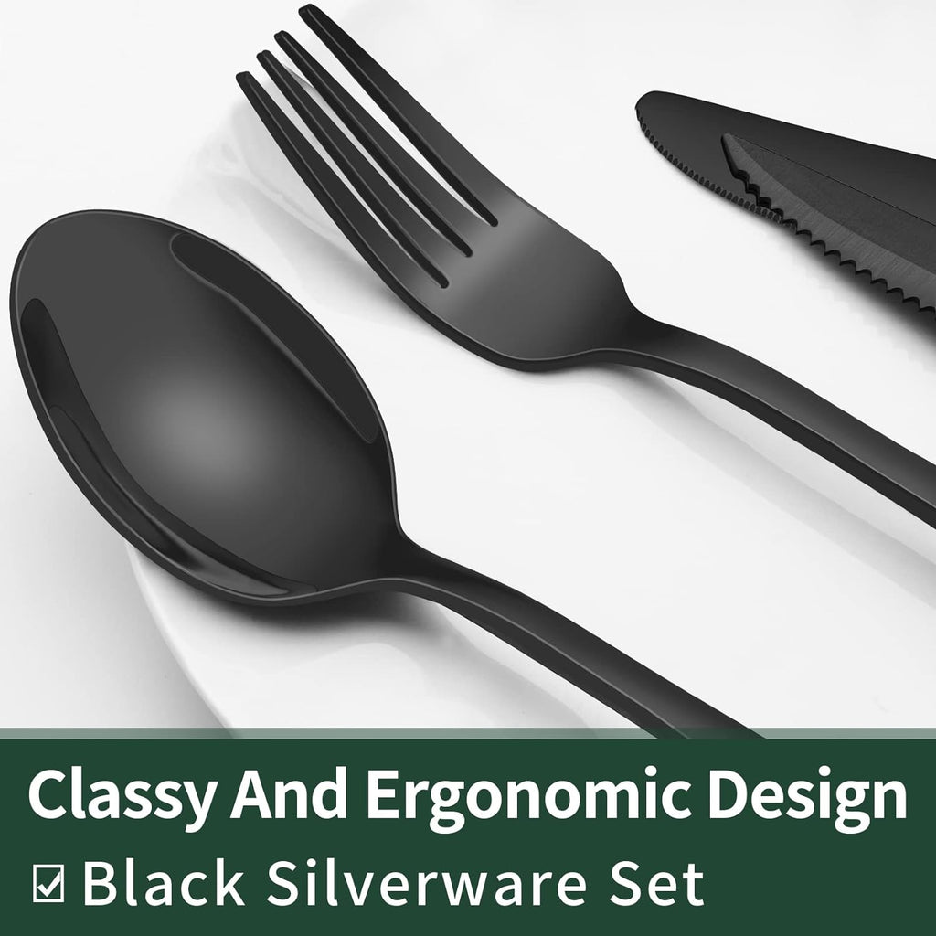 Niki | 24-Piece Cutlery Set | Stainless Steel | Black Design
