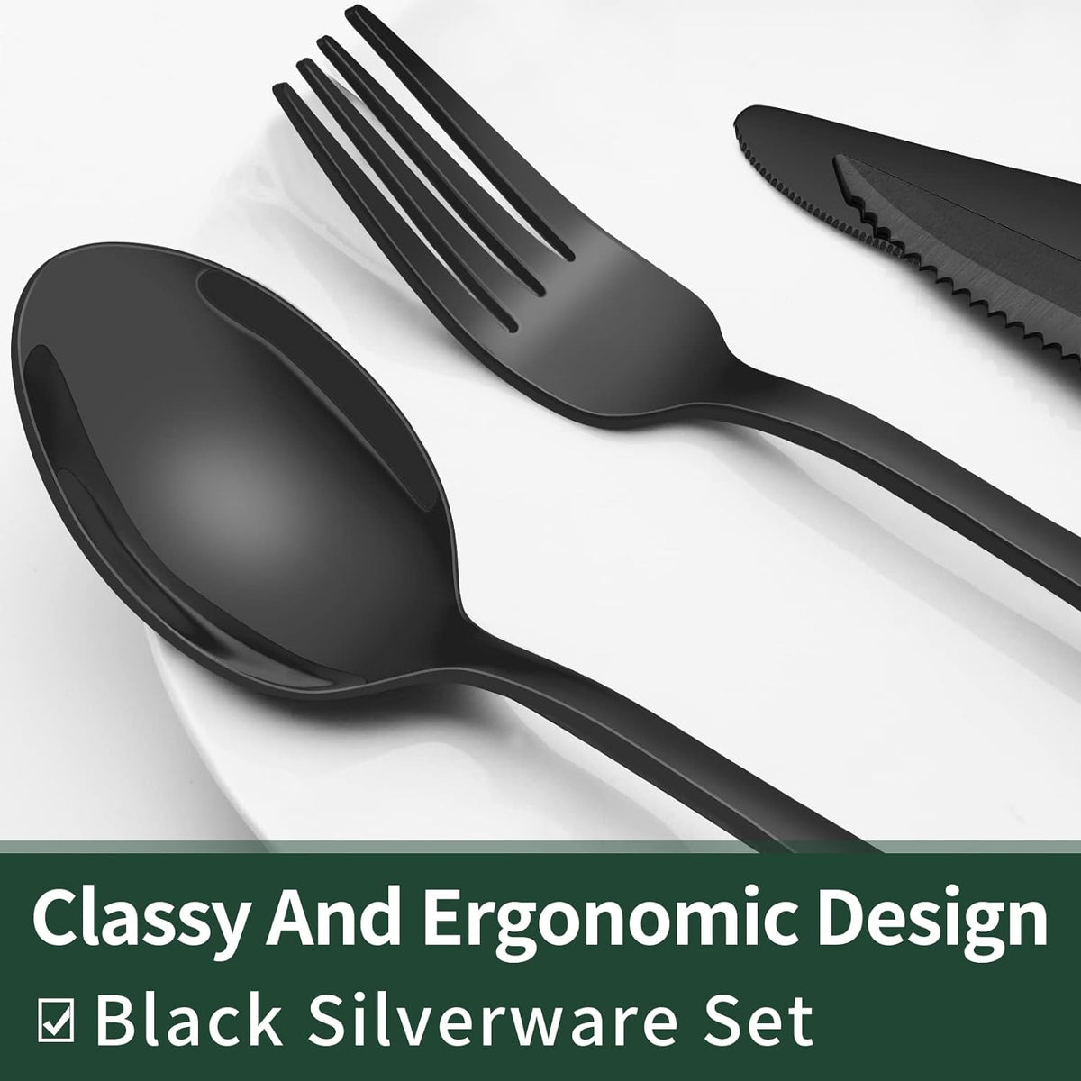 Niki | 24-Piece Cutlery Set | Stainless Steel | Black Design