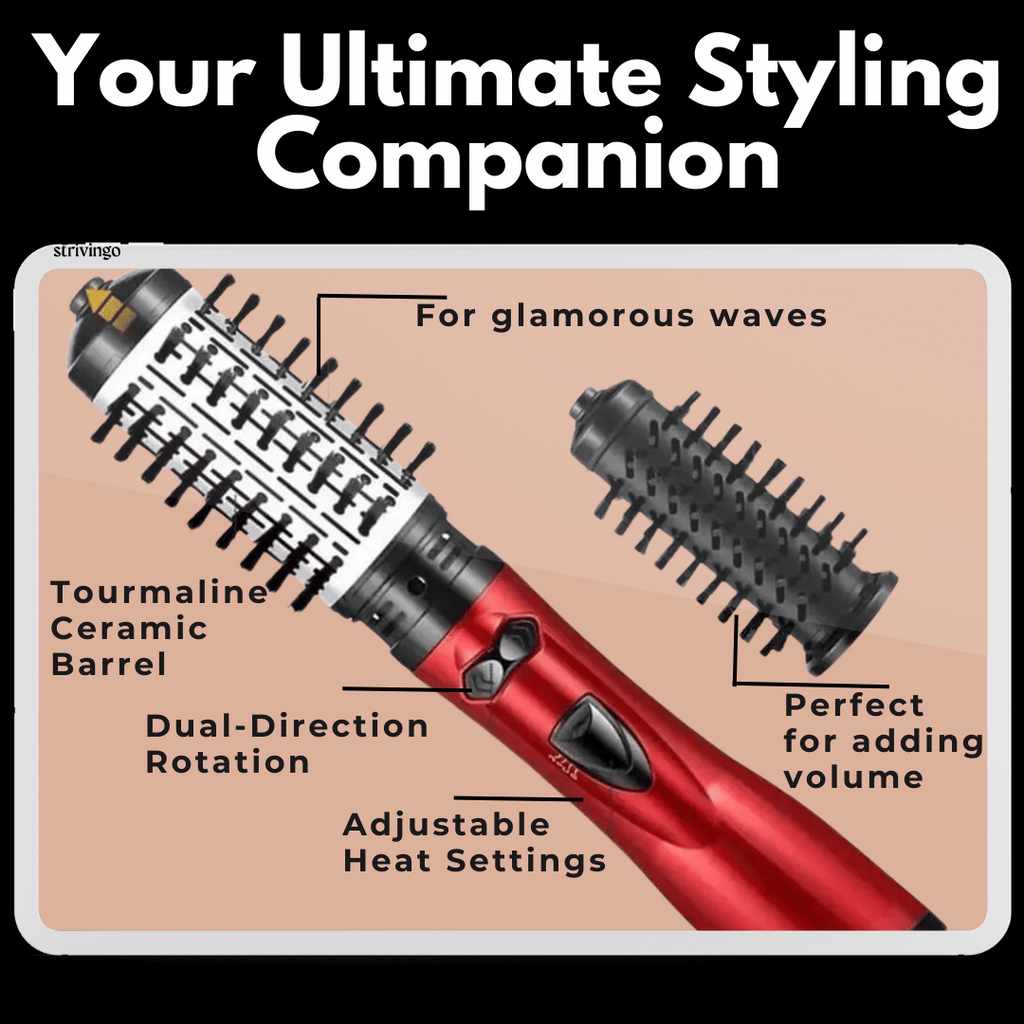 Niki | 3-in-1 Rotating Hair Dryer and Styler with Adjustable Temperature for Effortless Curls and Waves