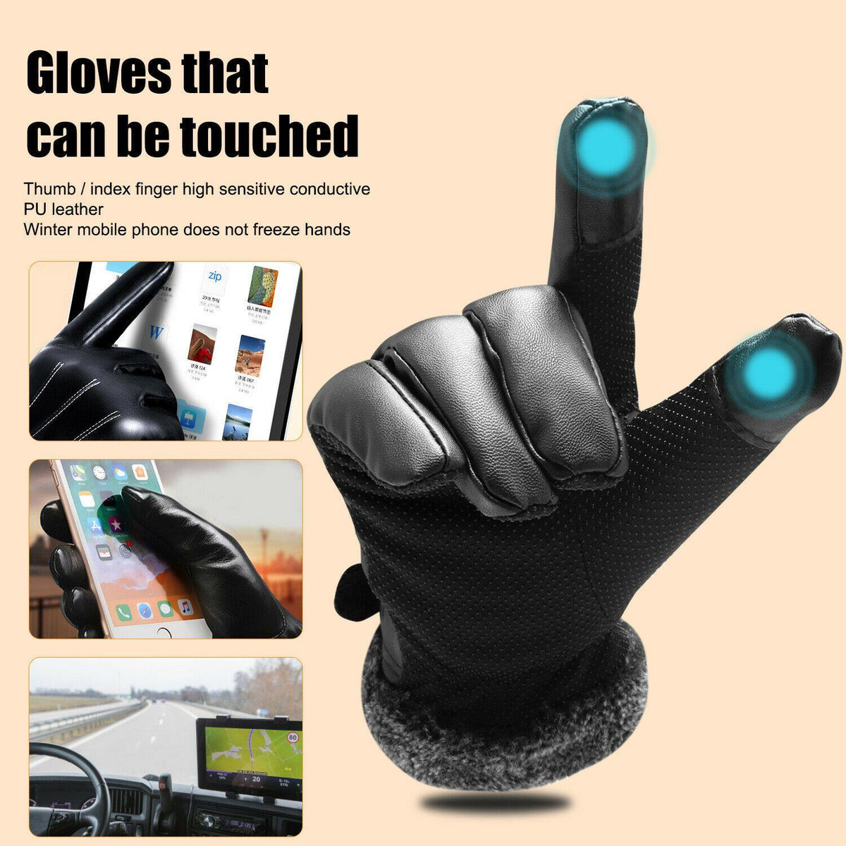 Niki | -30℃ Waterproof, Warm Leather Ski Gloves for Winter | Touchscreen Compatible