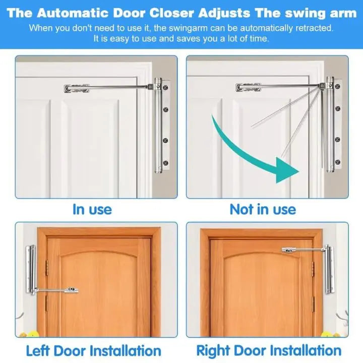 Niki | Automatic door closer – Stainless steel, quiet, easy installation