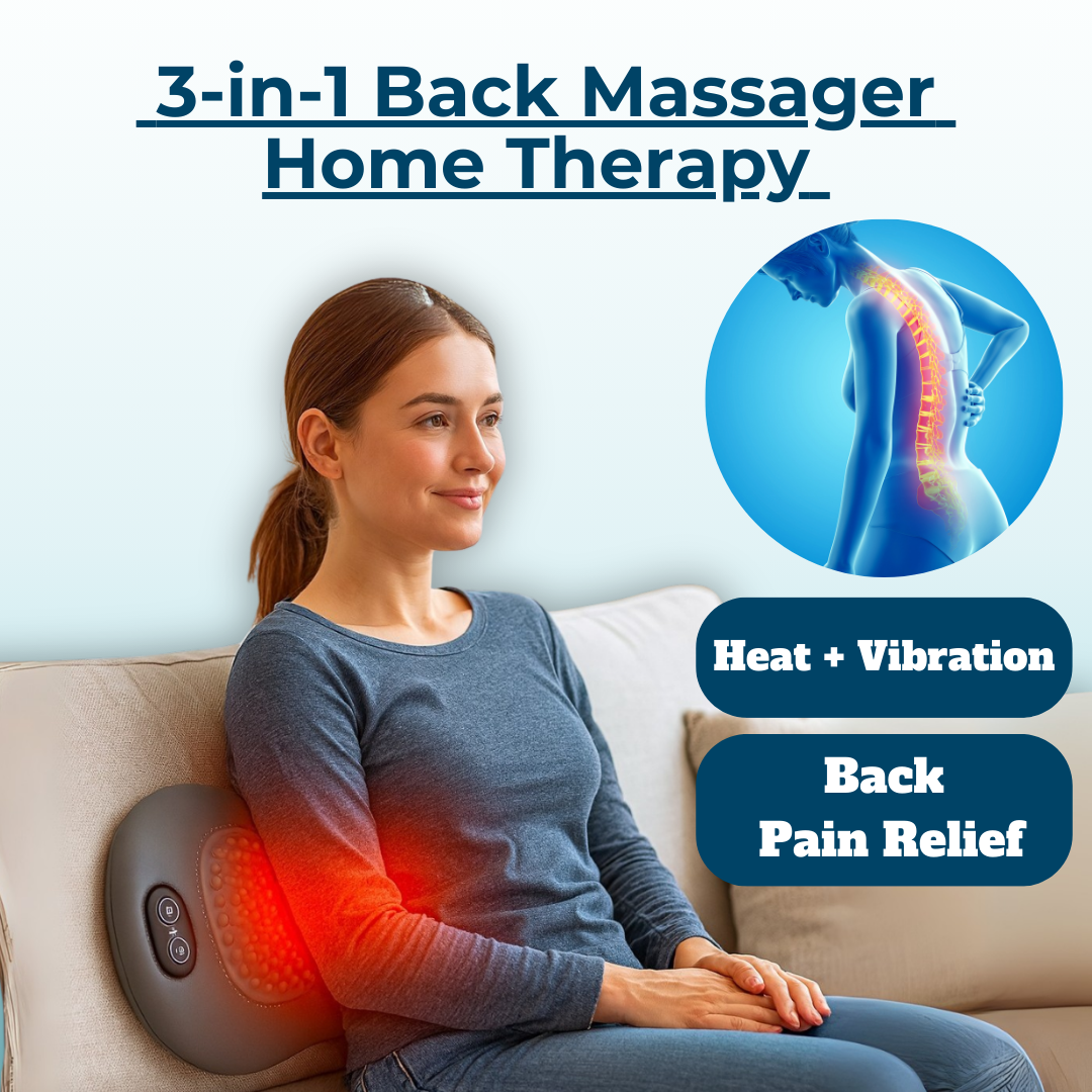 Niki | Back Pain Massagers with Heat & Vibration, Back Support for Sciatica Relief, Lumbar Pain & Posture Correction – 3-in-1 Home Therapy