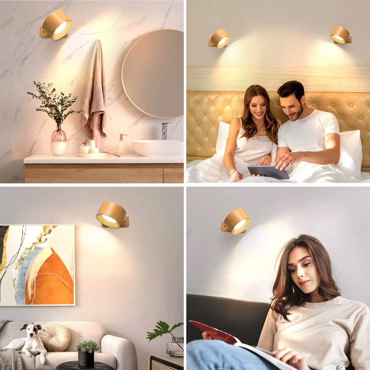 Niki | Battery-Powered Wall Lamp | Rechargeable, 360° Adjustable and Wireless for Bedrooms, Hallways, and Reading Nooks