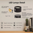 Niki | Battery-Powered Wall Lamp | Rechargeable, 360° Adjustable and Wireless for Bedrooms, Hallways, and Reading Nooks