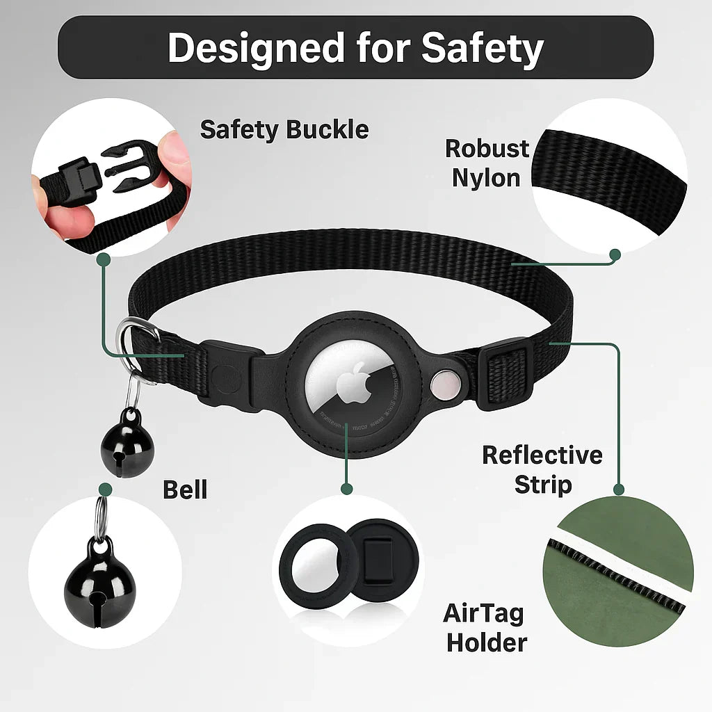 Niki | Cat GPS Tracking Collar | Quick Release Lock, Reflective Design & Durable for Outdoor Safety Adventures