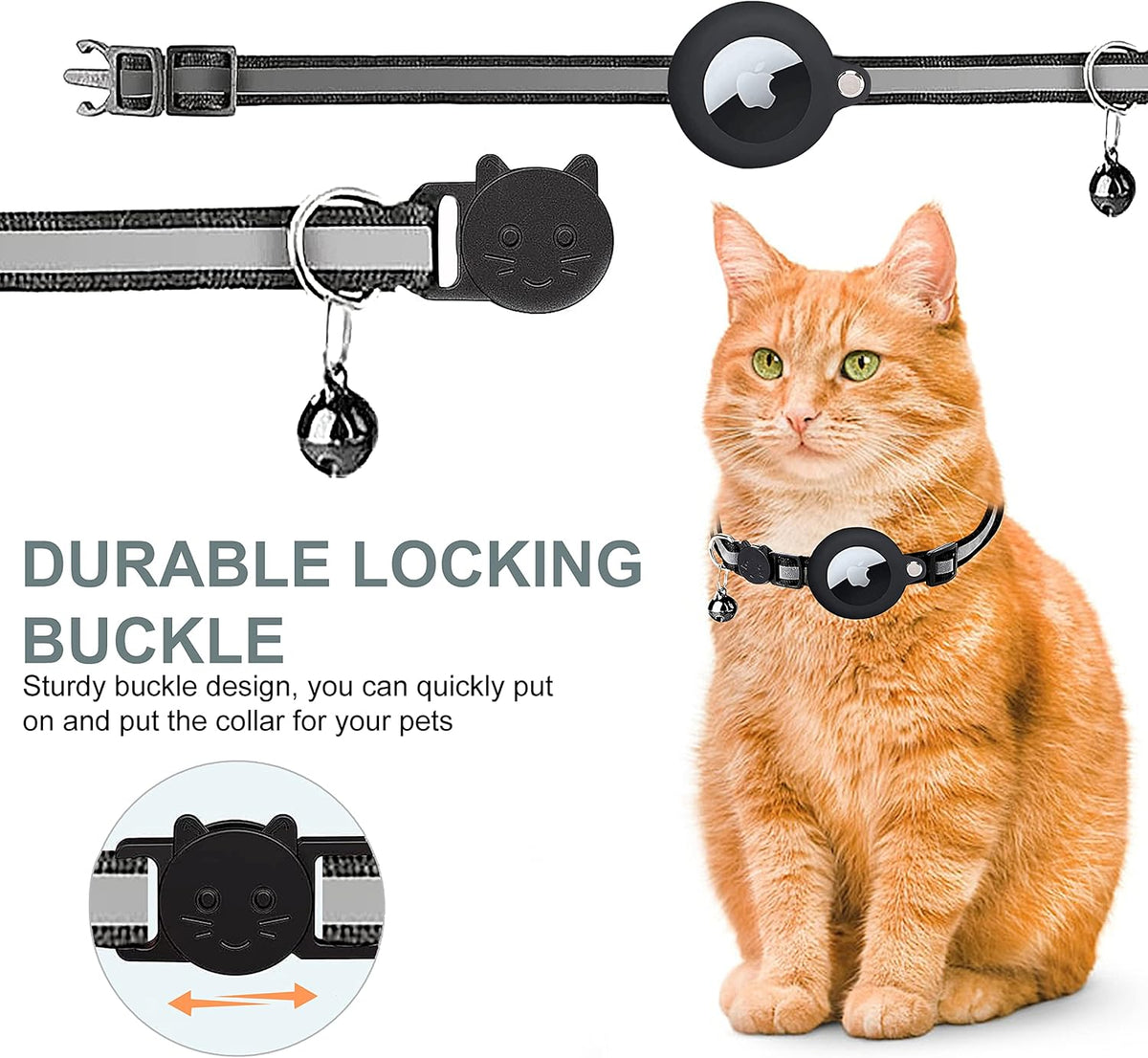 Niki | Cat GPS Tracking Collar | Quick Release Lock, Reflective Design & Durable for Outdoor Safety Adventures