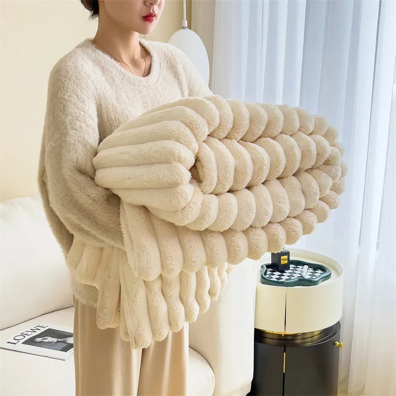 Niki | Soft Ribbed Plush Throw Blanket