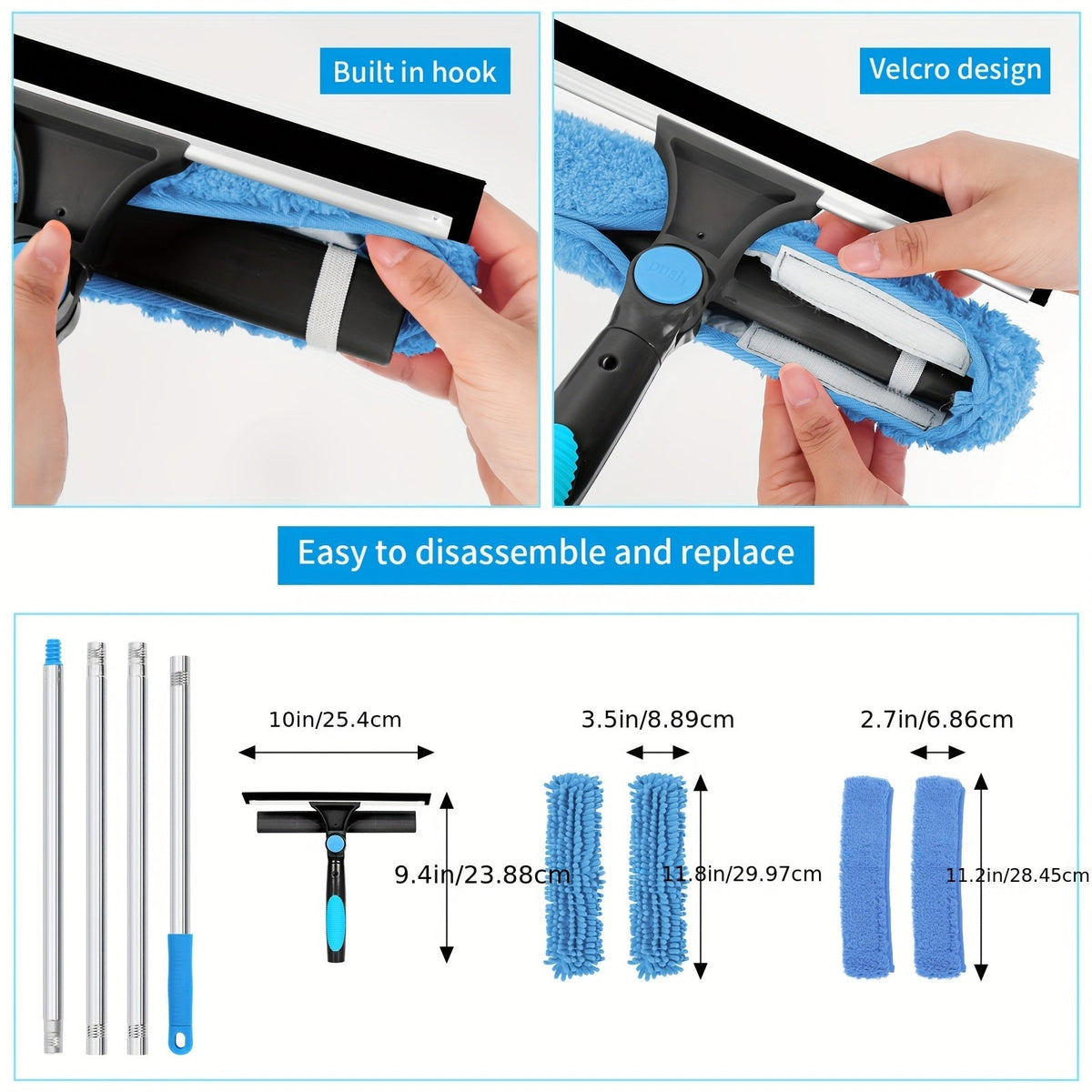 Niki | Crystal Clear Window Cleaner – Professional 2-in-1 Telescopic Window and Glass Cleaning System