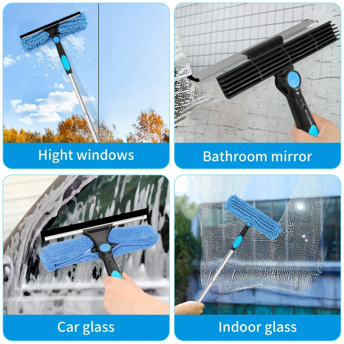 Niki | Crystal Clear Window Cleaner – Professional 2-in-1 Telescopic Window and Glass Cleaning System