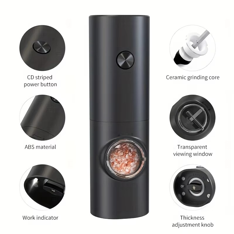 Niki | Electric Pepper and Salt Mill Set with Adjustable Coarseness and LED Light