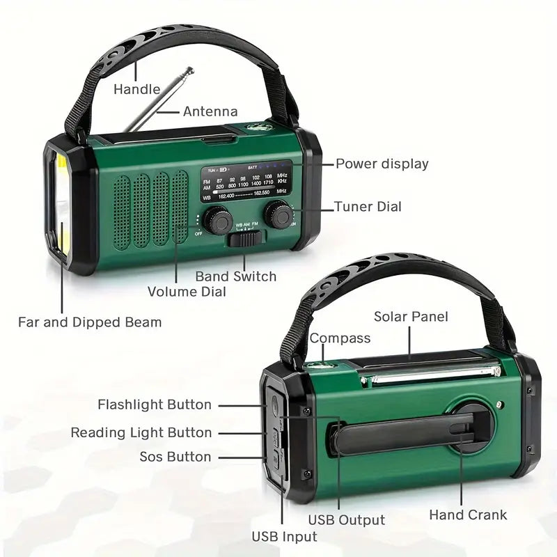 Niki | All-in-One Weather Radio with Crank, Solar, and USB Charger