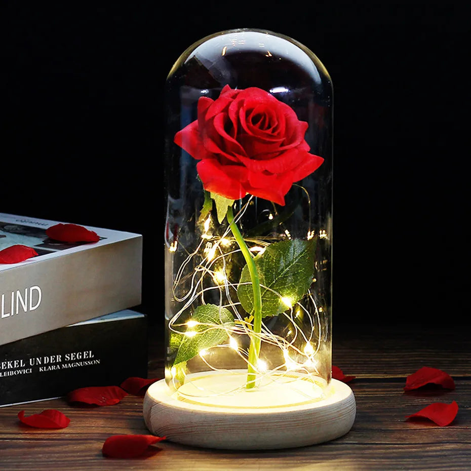 Niki – Eternal Rose in Glass Dome with Atmospheric LED Lighting