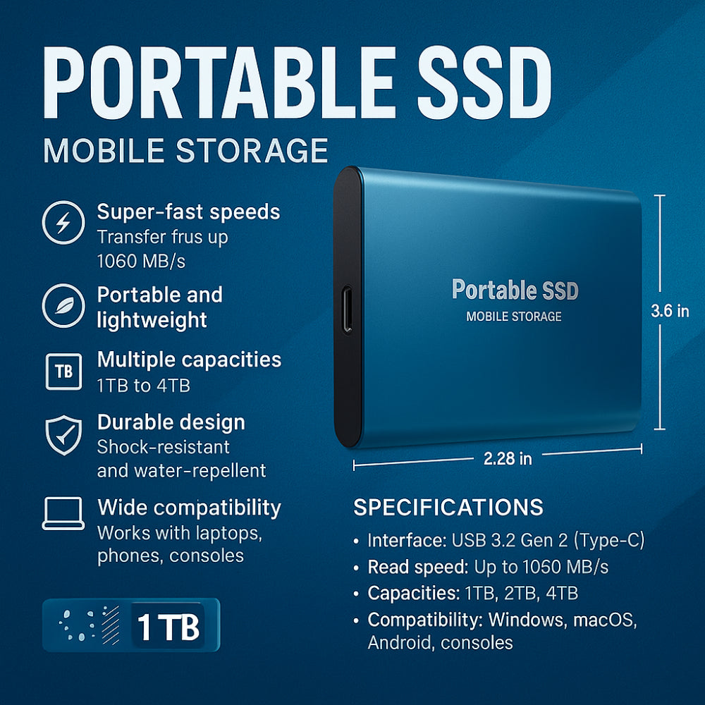 Niki | External SSD Hard Drive Aluminum Portable Storage 128GB