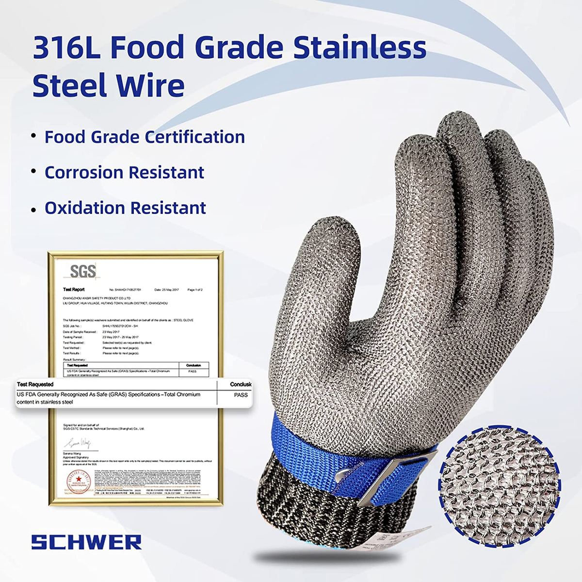 Niki | Food grade stainless steel mesh metal glove