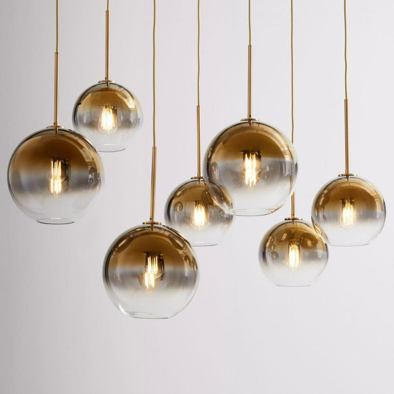Niki | Glass Ball Pendant Light | Modern Brass Design