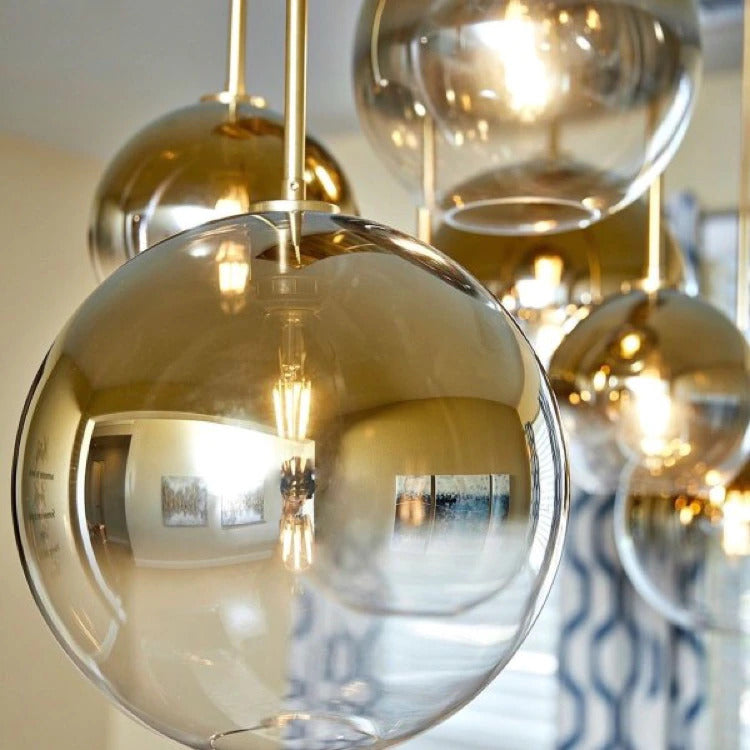 Niki | Glass Ball Pendant Light | Modern Brass Design