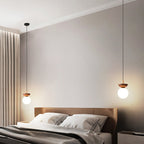 Niki | Glass Globe Ceiling Light | Wood Grain Design