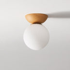 Niki | Glass Globe Ceiling Light | Wood Grain Design