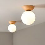 Niki | Glass Globe Ceiling Light | Wood Grain Design