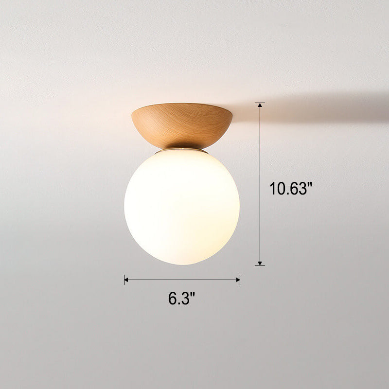 Niki | Glass Globe Ceiling Light | Wood Grain Design