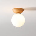 Niki | Glass Globe Ceiling Light | Wood Grain Design