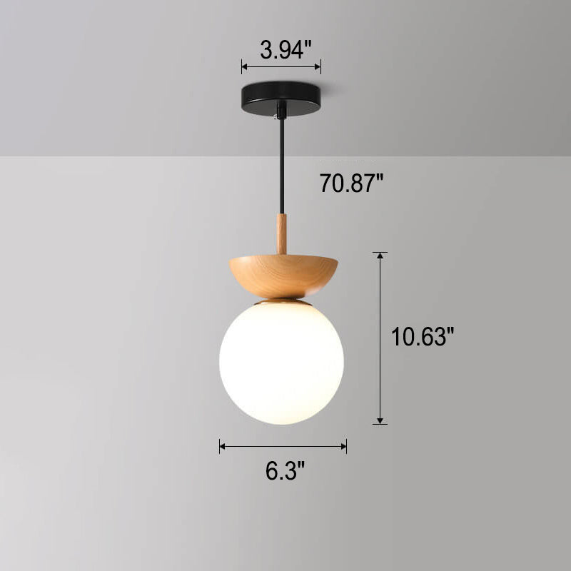 Niki | Glass Globe Ceiling Light | Wood Grain Design