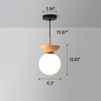 Niki | Glass Globe Ceiling Light | Wood Grain Design