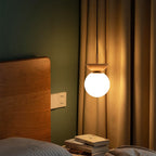 Niki | Glass Globe Ceiling Light | Wood Grain Design