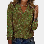 Niki | Sparkly V-Neck Glitter Top