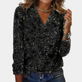 Niki | Sparkly V-Neck Glitter Top
