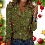 Niki | Sparkly V-Neck Glitter Top