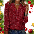 Niki | Sparkly V-Neck Glitter Top