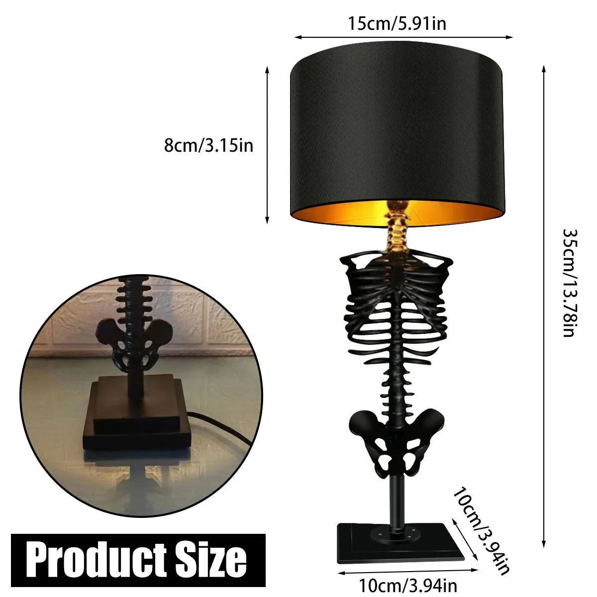 Niki | Gothic Skeleton Table Lamp | Handcrafted Art Design